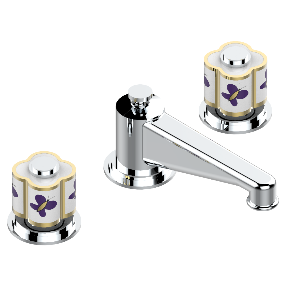 Смеситель для раковины набортный THG Capucine mauve butterfly gold decor / A7D-151/US