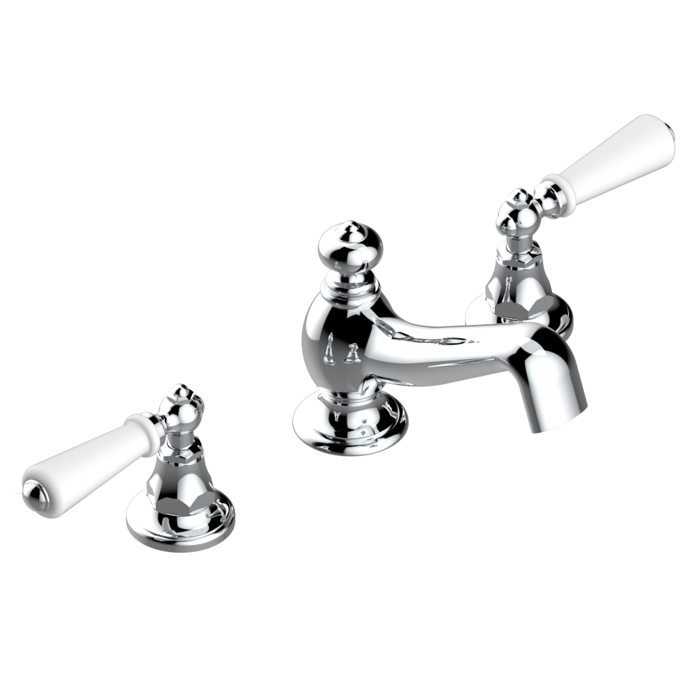 Смеситель для раковины набортный THG Broadway with white porcelain lever handles / A04-151M/US