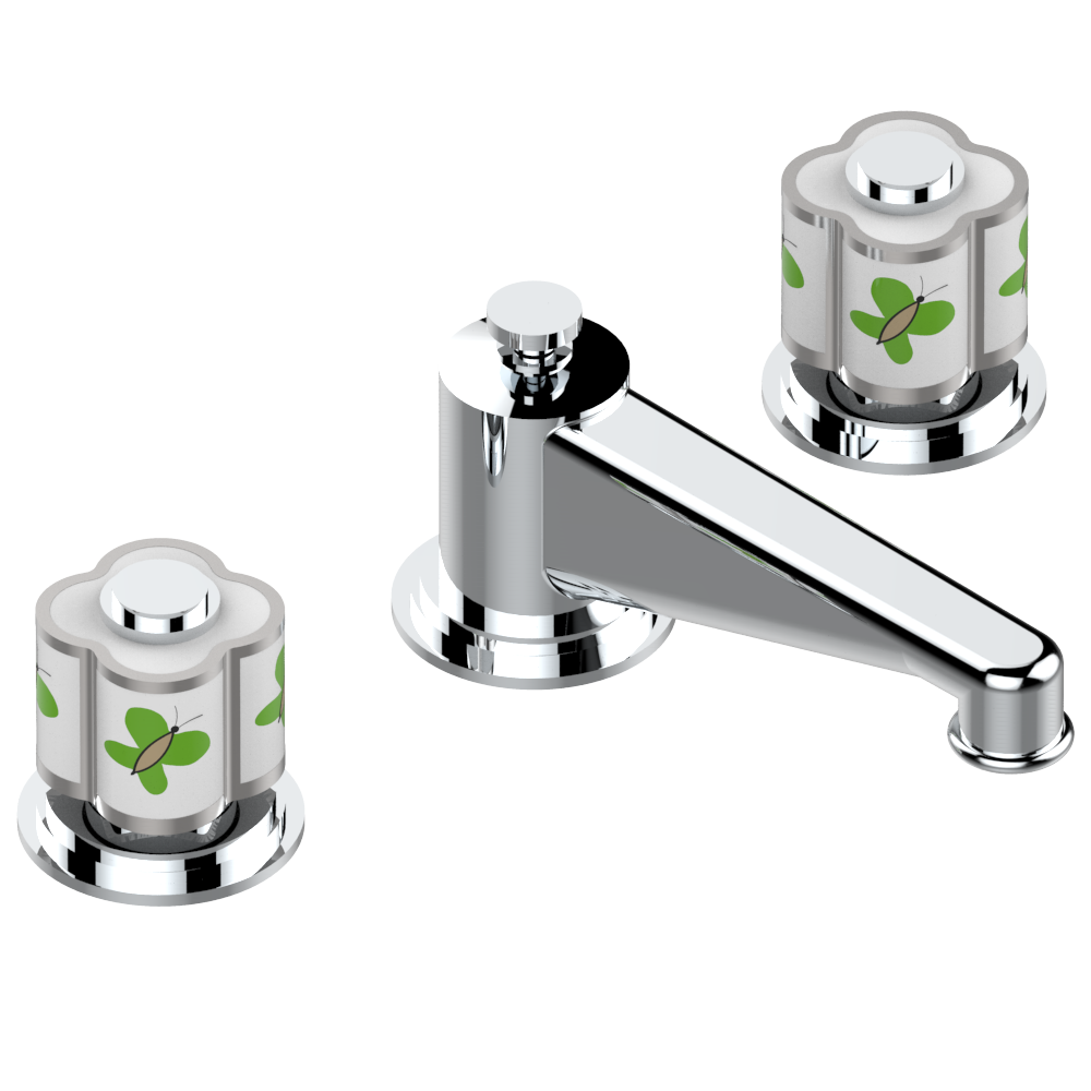 Смеситель для раковины набортный THG Capucine green butterfly platinum decor / A7E-151M/US