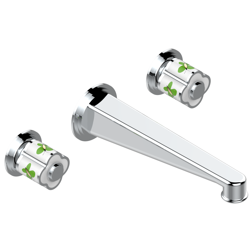 Смеситель для раковины на стену THG Capucine green butterfly platinum decor / A7E-40SGBUS