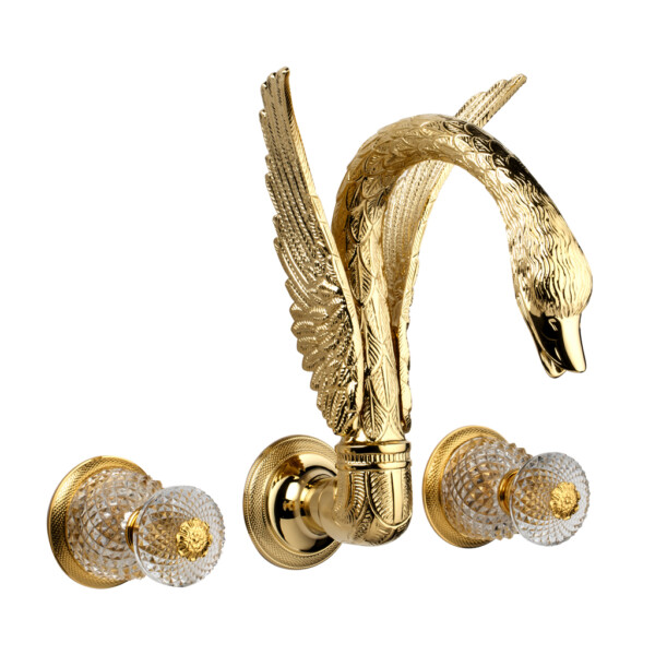 Смеситель для раковины настенный Cristal&Bronze Cygne Flamant C46-D1-1303